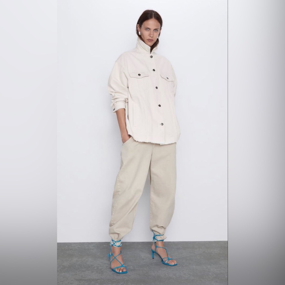 Zara Cream Corduroy Shacket